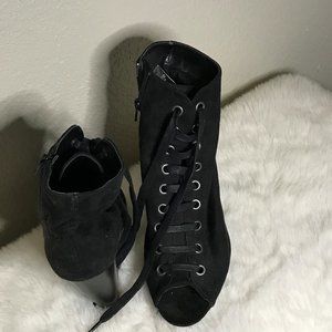 Women's Black Lace Up Booties